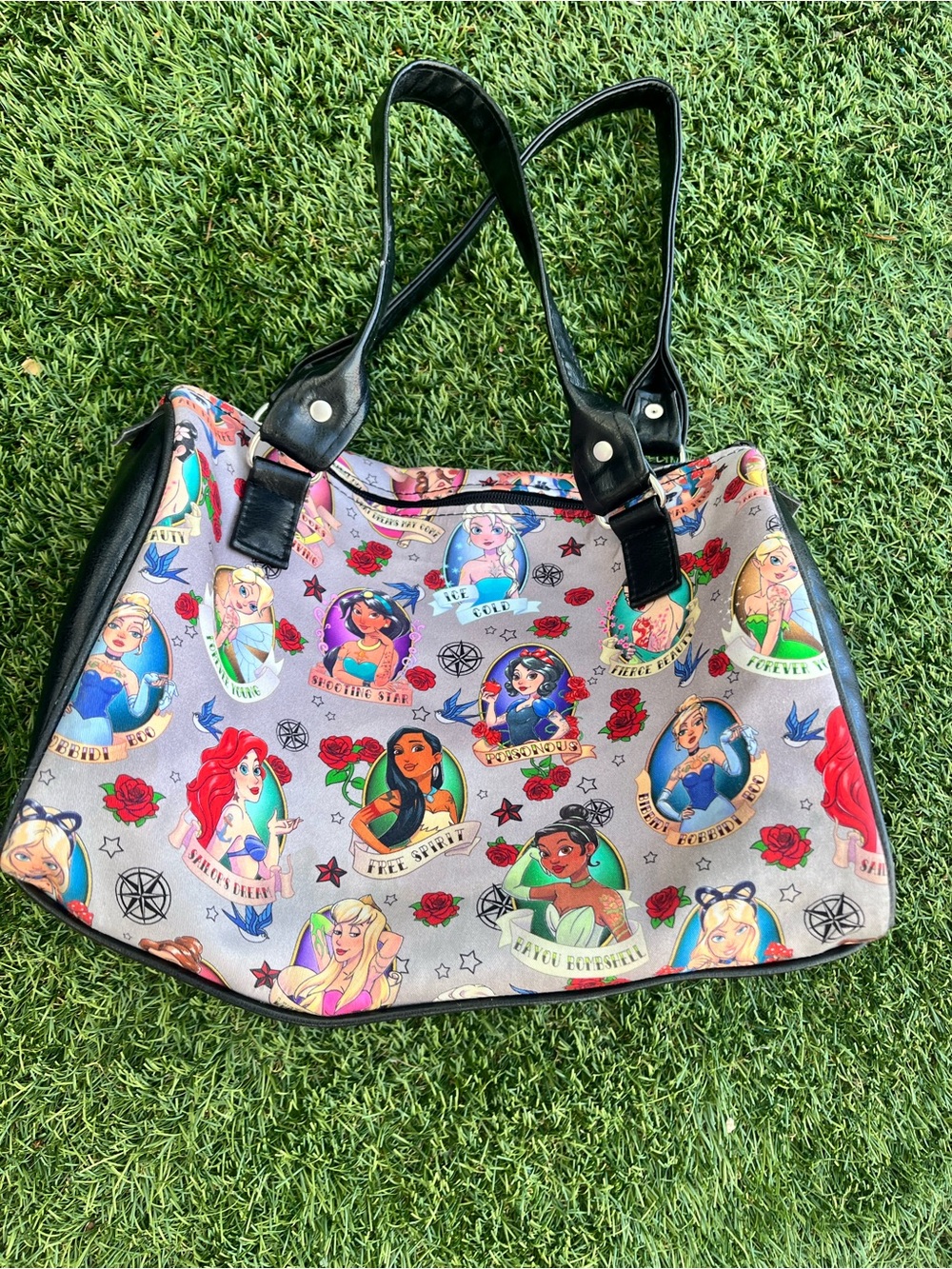 Multicolor Disney Princess Shoulder Bag with Black Trim